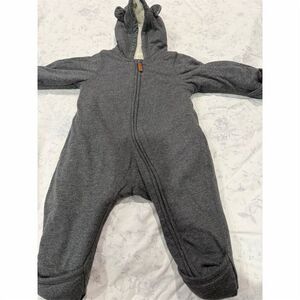 H&M Unisex Baby Hooded Jumpsuit Gray